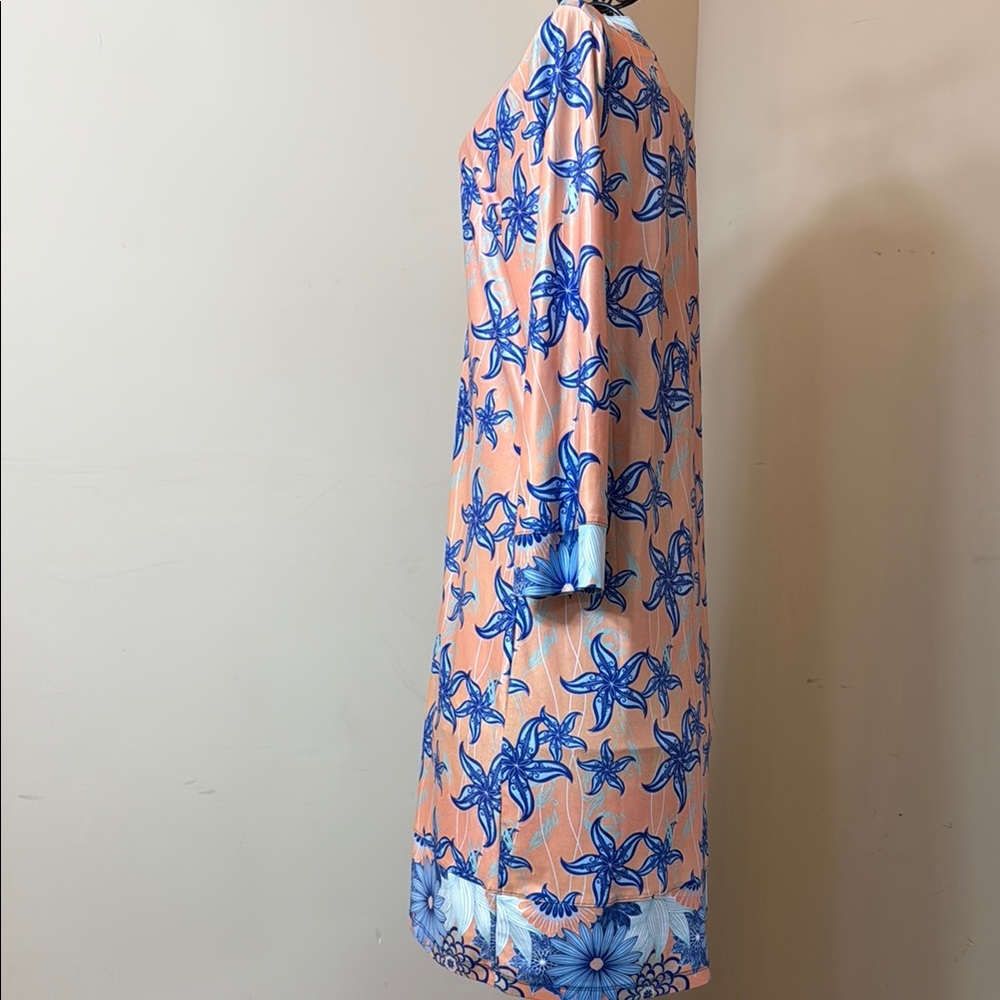 Ava Lynn Floral Dress in Blue and Peach - Picture 4 of 8